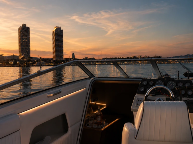 Sunseeker Monterey 27 między profesjonalistami a osobami prywatnymi w Port Olímpic of Barcelona